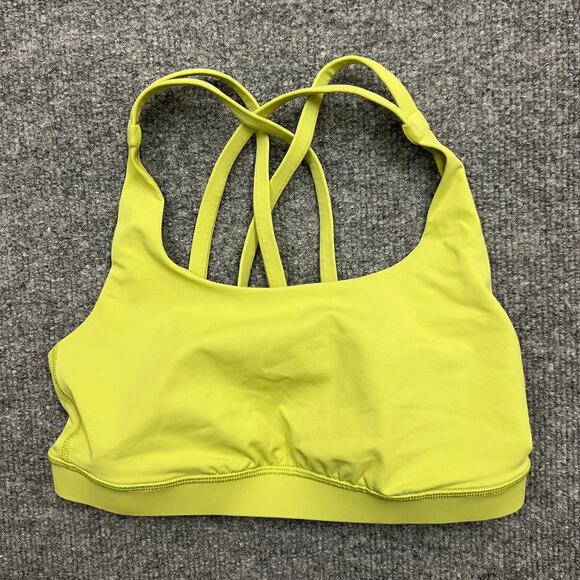 Lululemon Energy Sports Bra Womens 4 Neon Yellow Training Yoga Medium Support - Picture 1 of 5